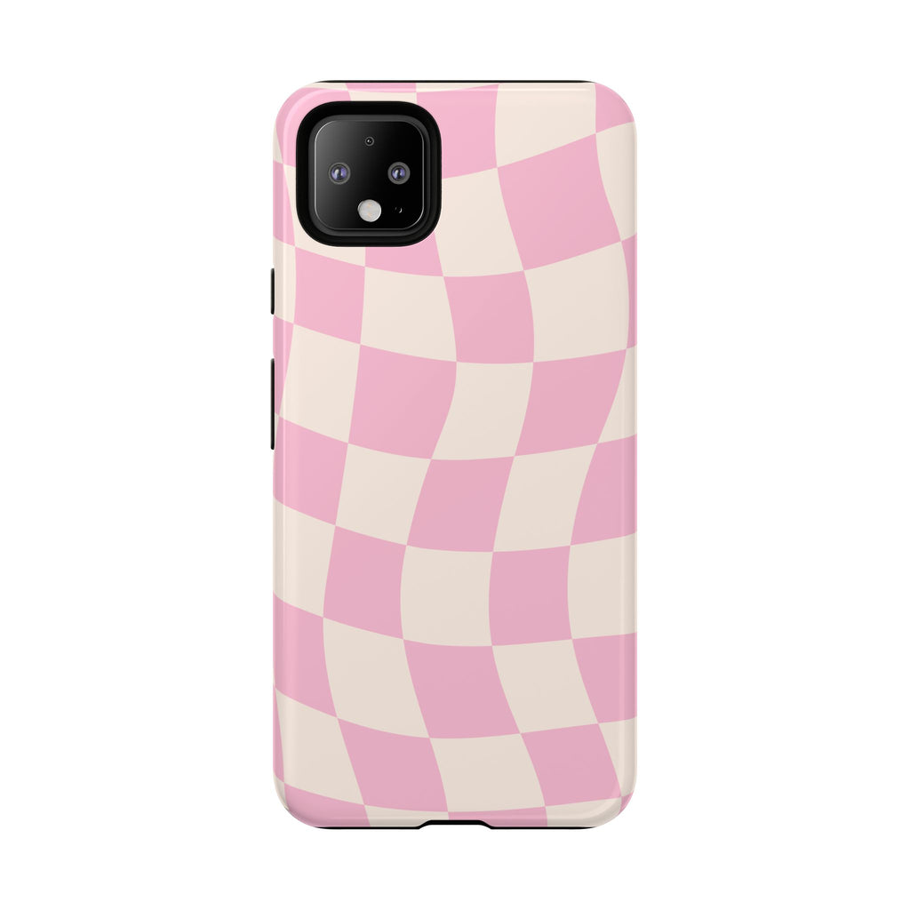 Pink Wavy Checker Tough Phone Case