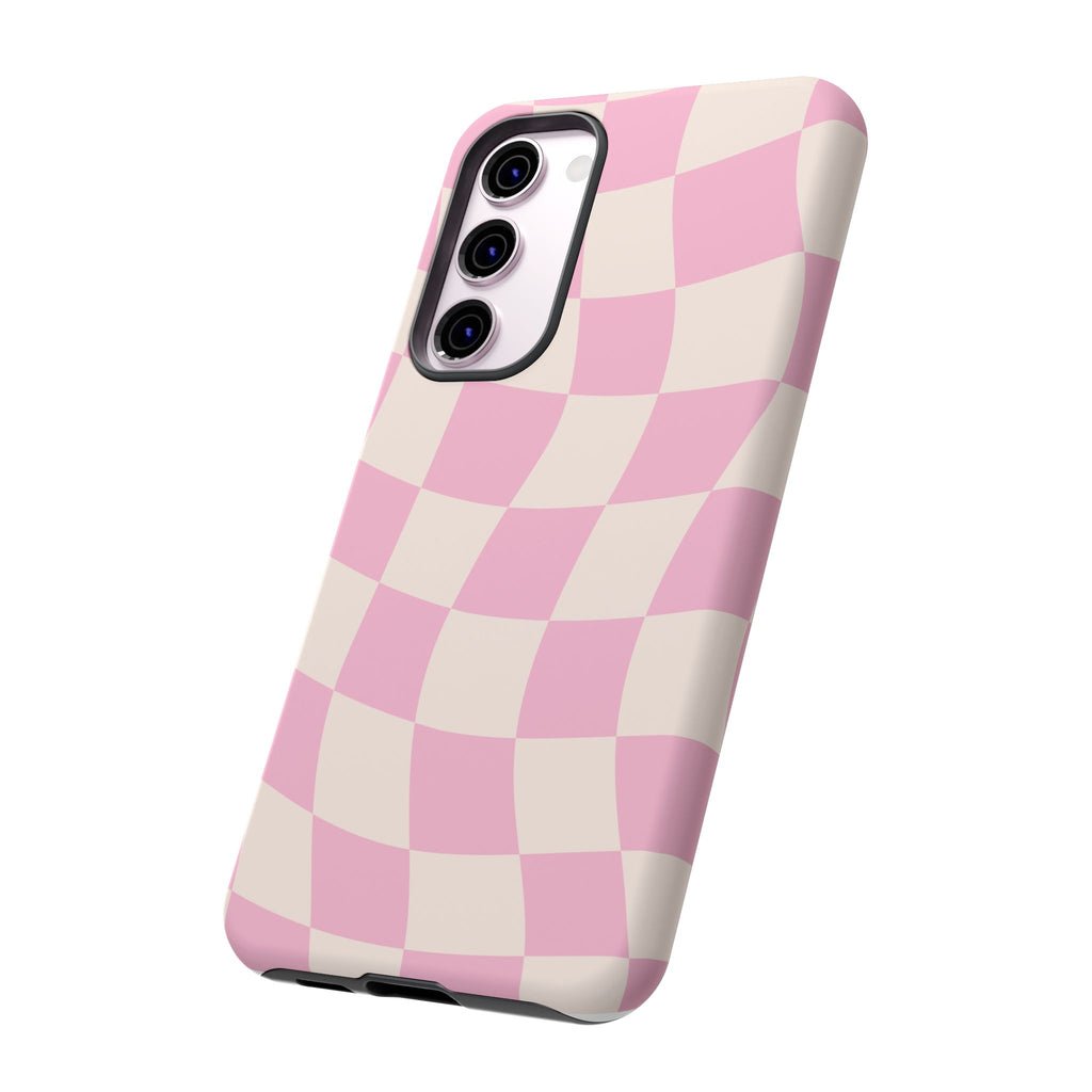 Pink Wavy Checker Tough Phone Case