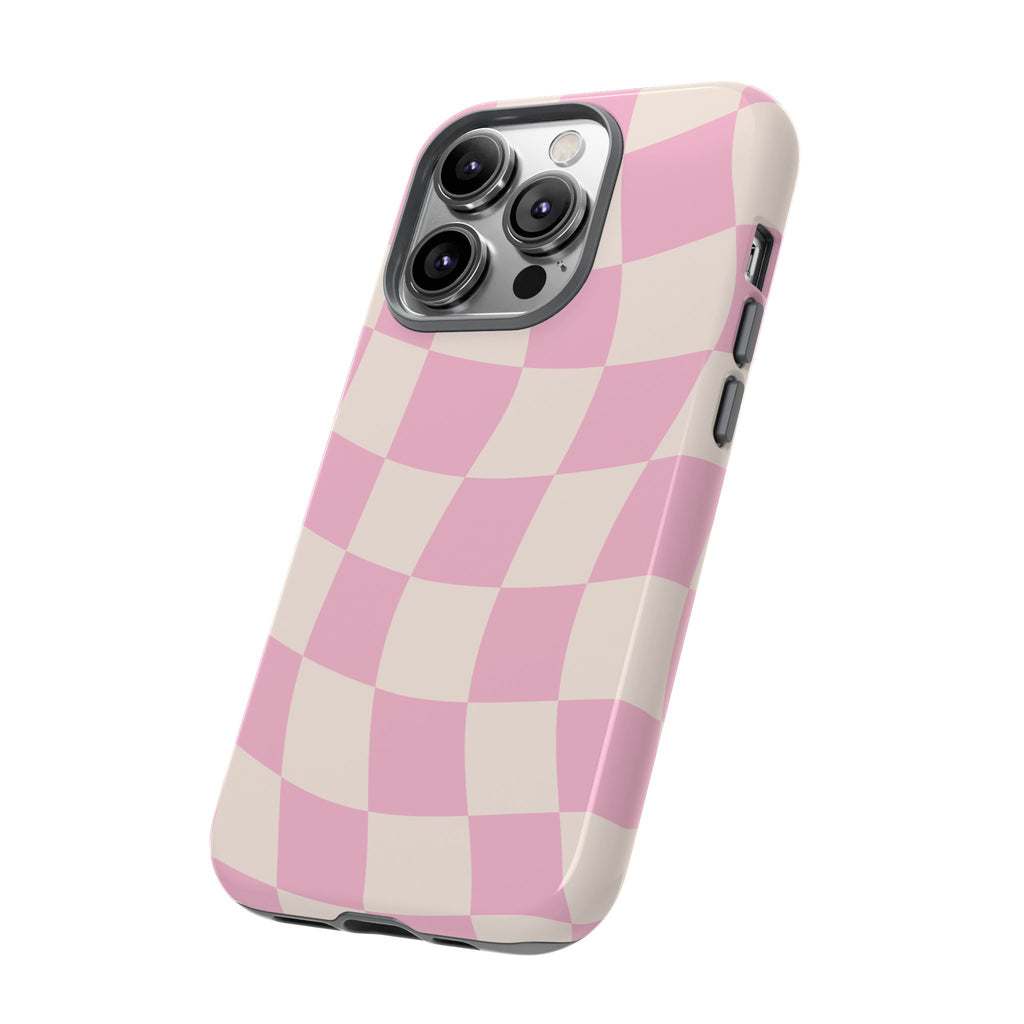 Pink Wavy Checker Tough Phone Case