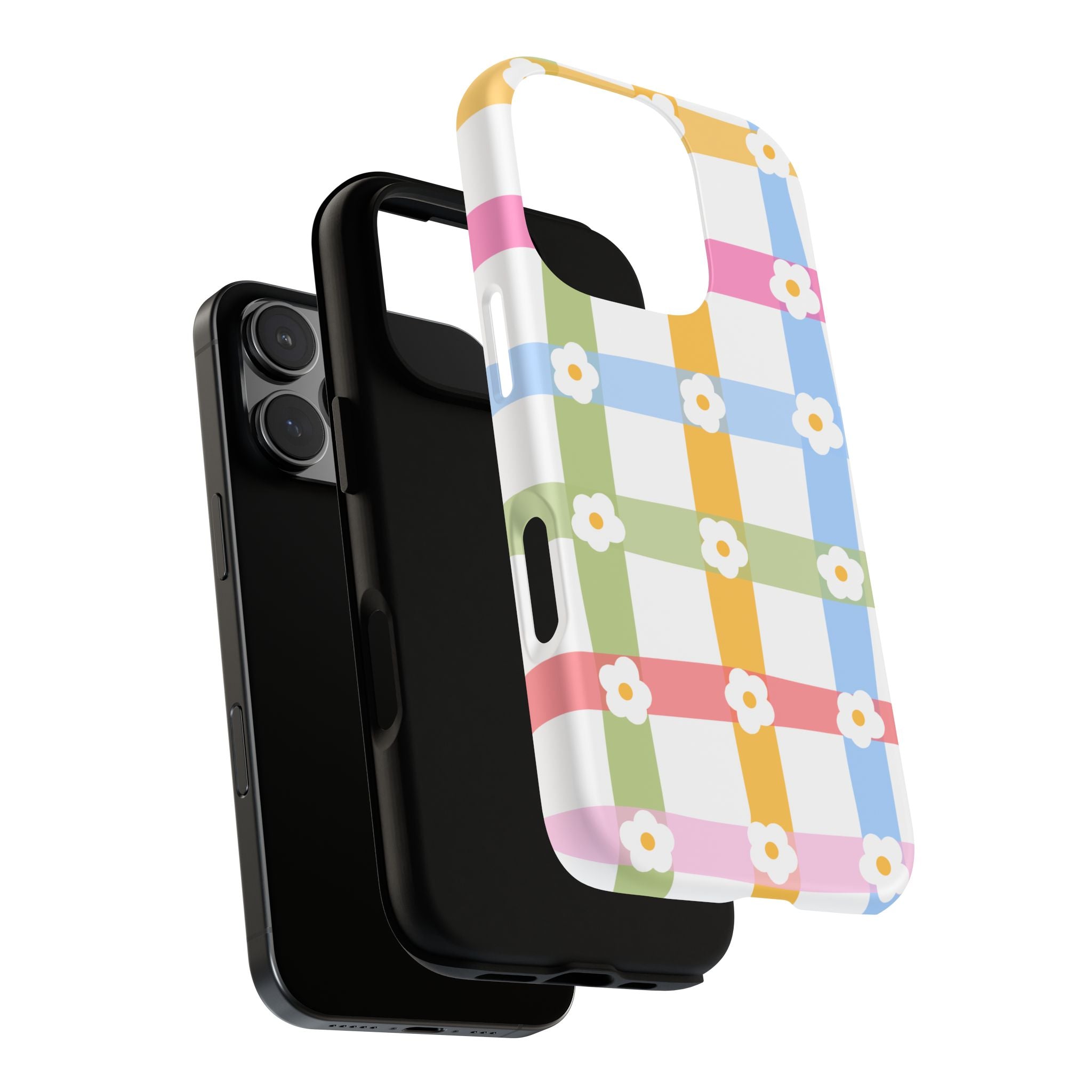 Floral Gingham  Pastel Checkerboard Phone Cover with Daisies