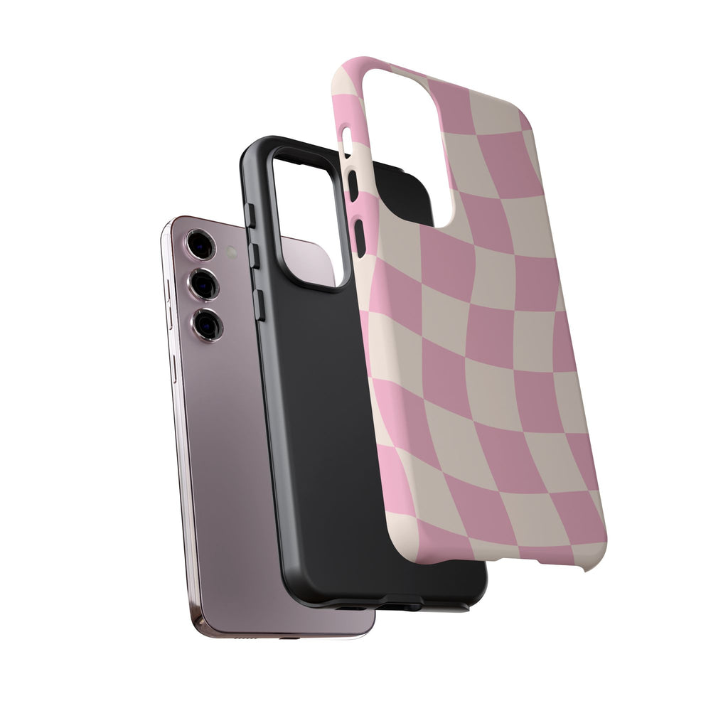 Pink Wavy Checker Tough Phone Case