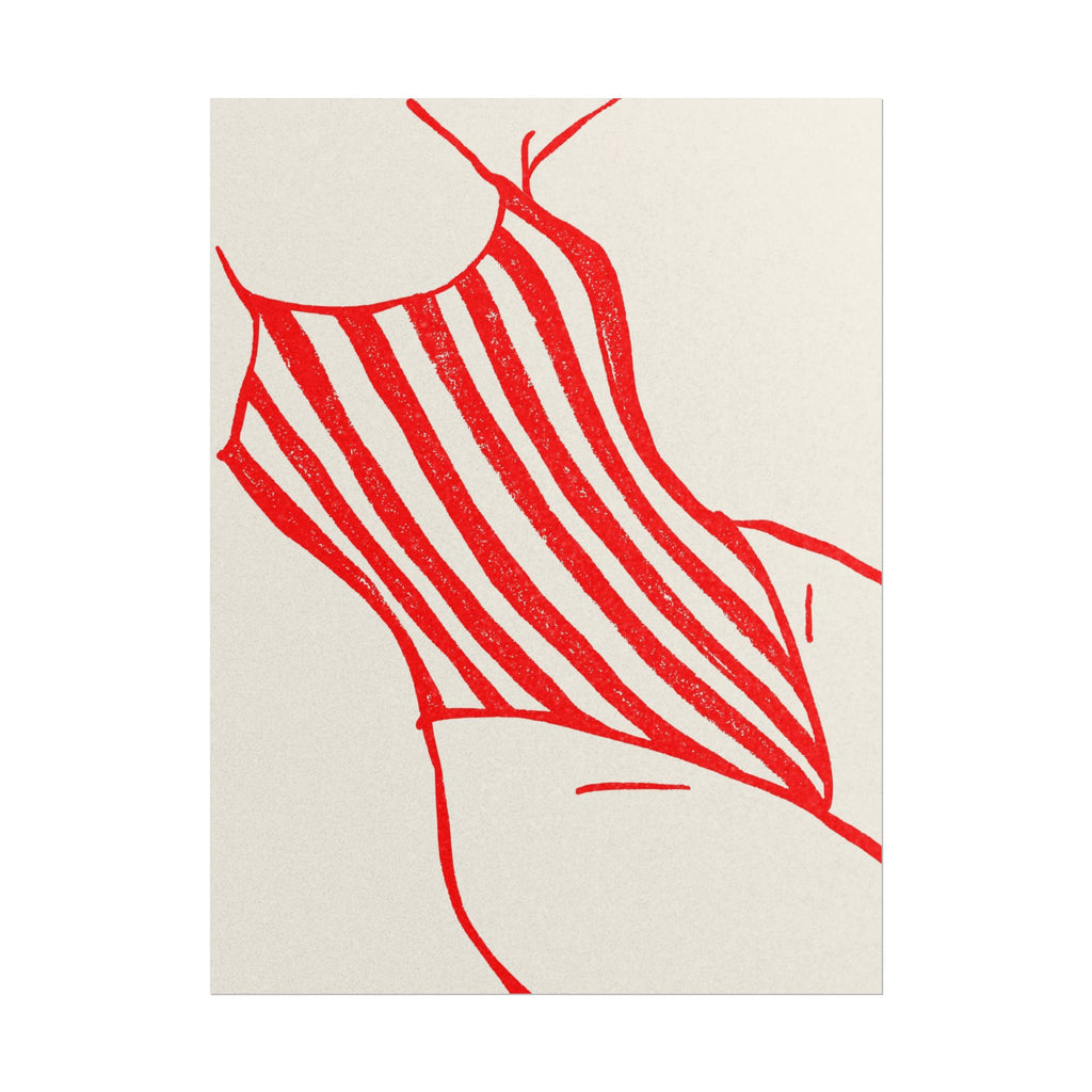 Minimal Red Swimsuit Art Print