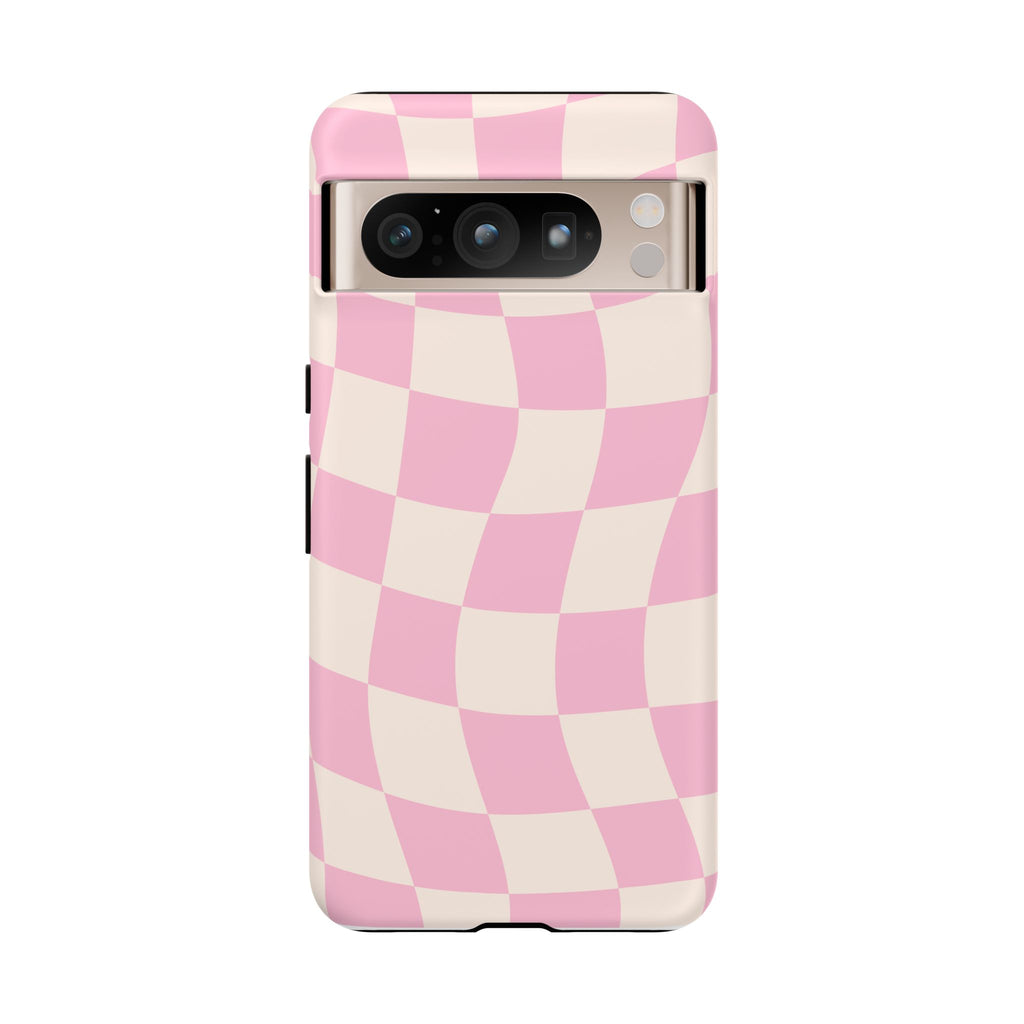 Pink Wavy Checker Tough Phone Case