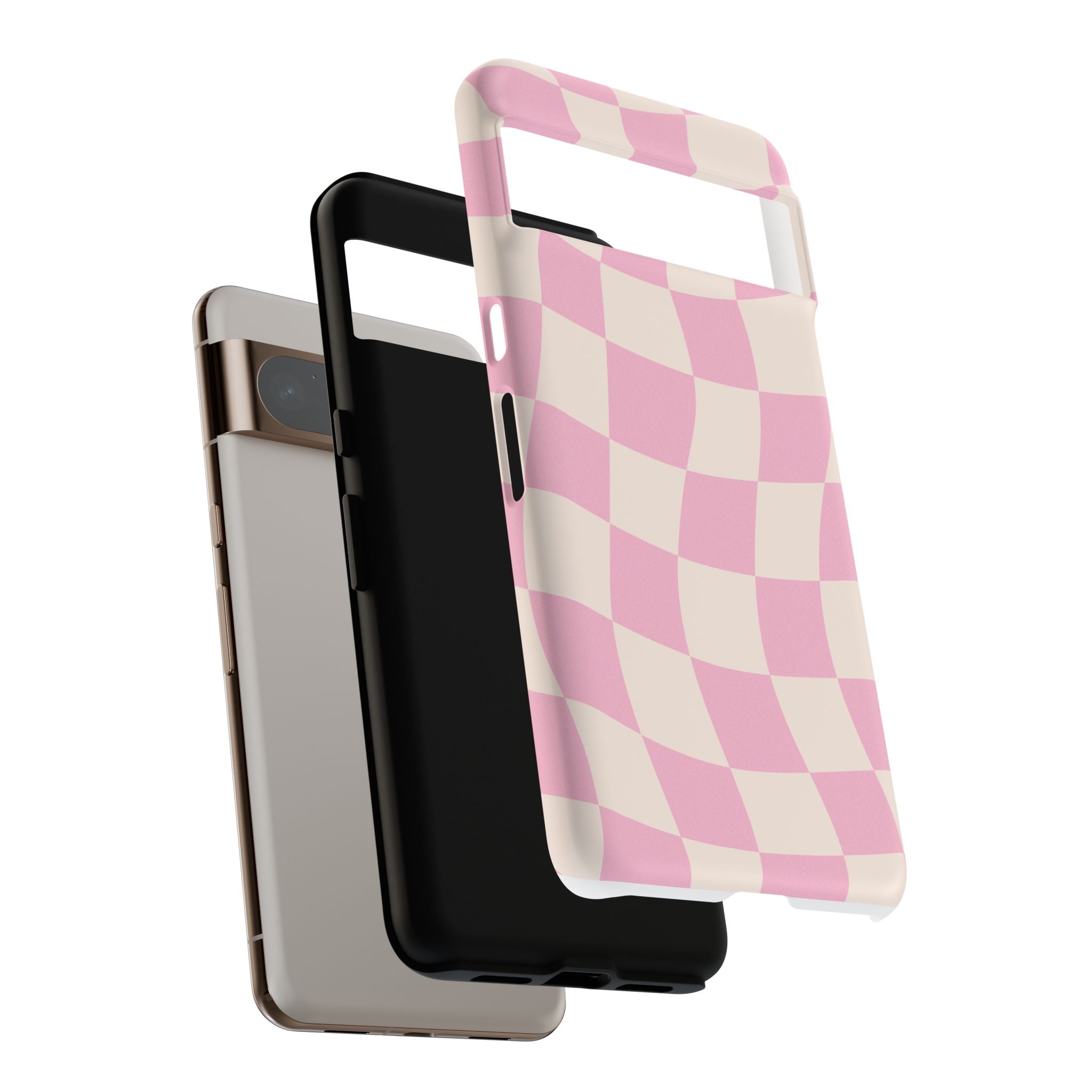 Pink Wavy Checker Tough Phone Case