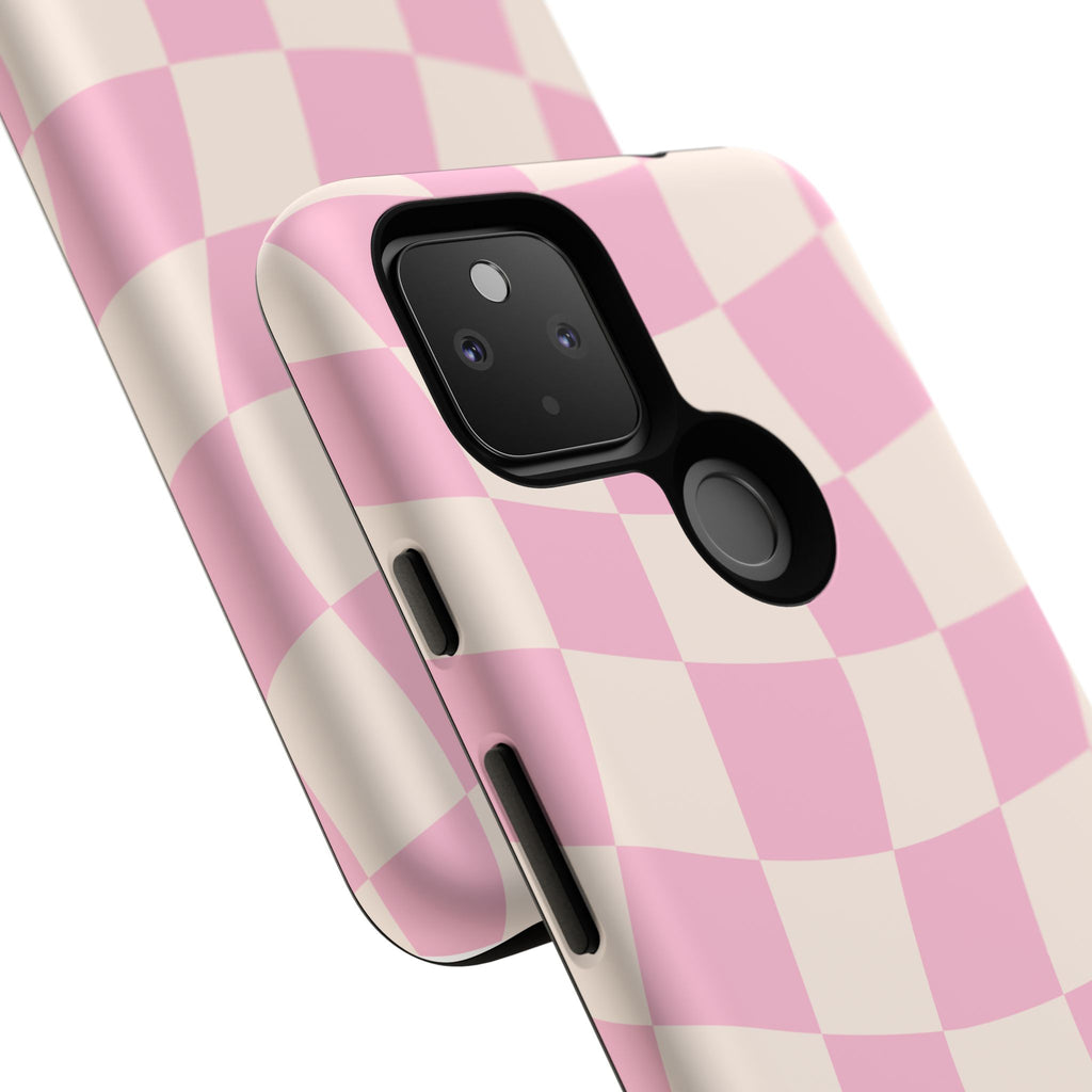 Pink Wavy Checker Tough Phone Case