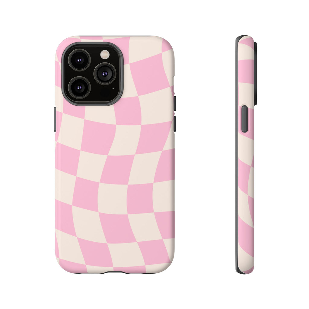 Pink Wavy Checker Tough Phone Case