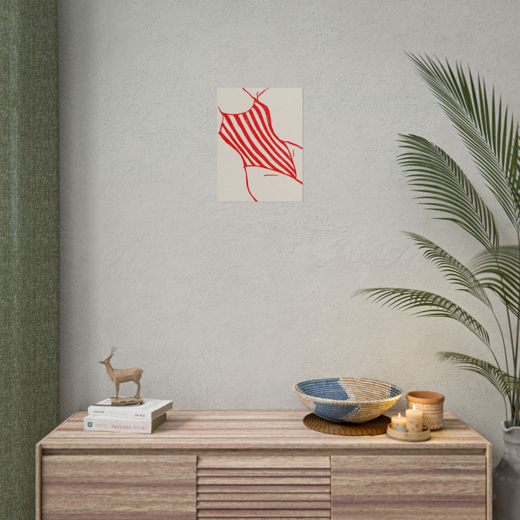 Minimal Red Swimsuit Art Print