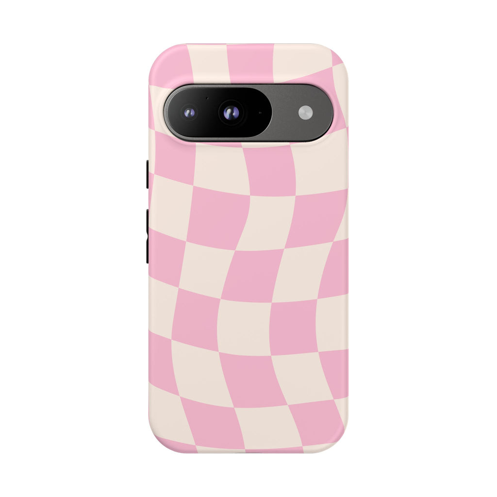 Pink Wavy Checker Tough Phone Case