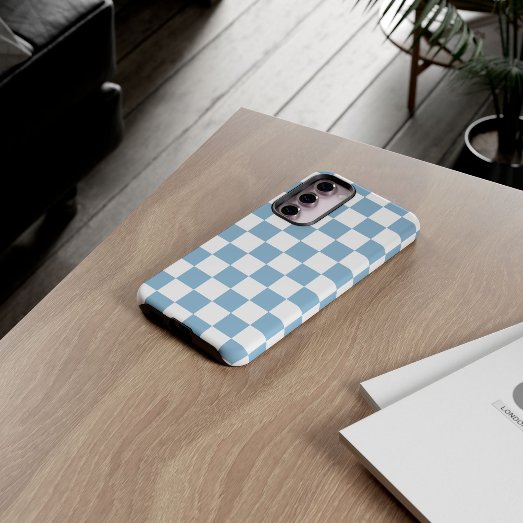 Blue Checkerboard Tough Phone Case