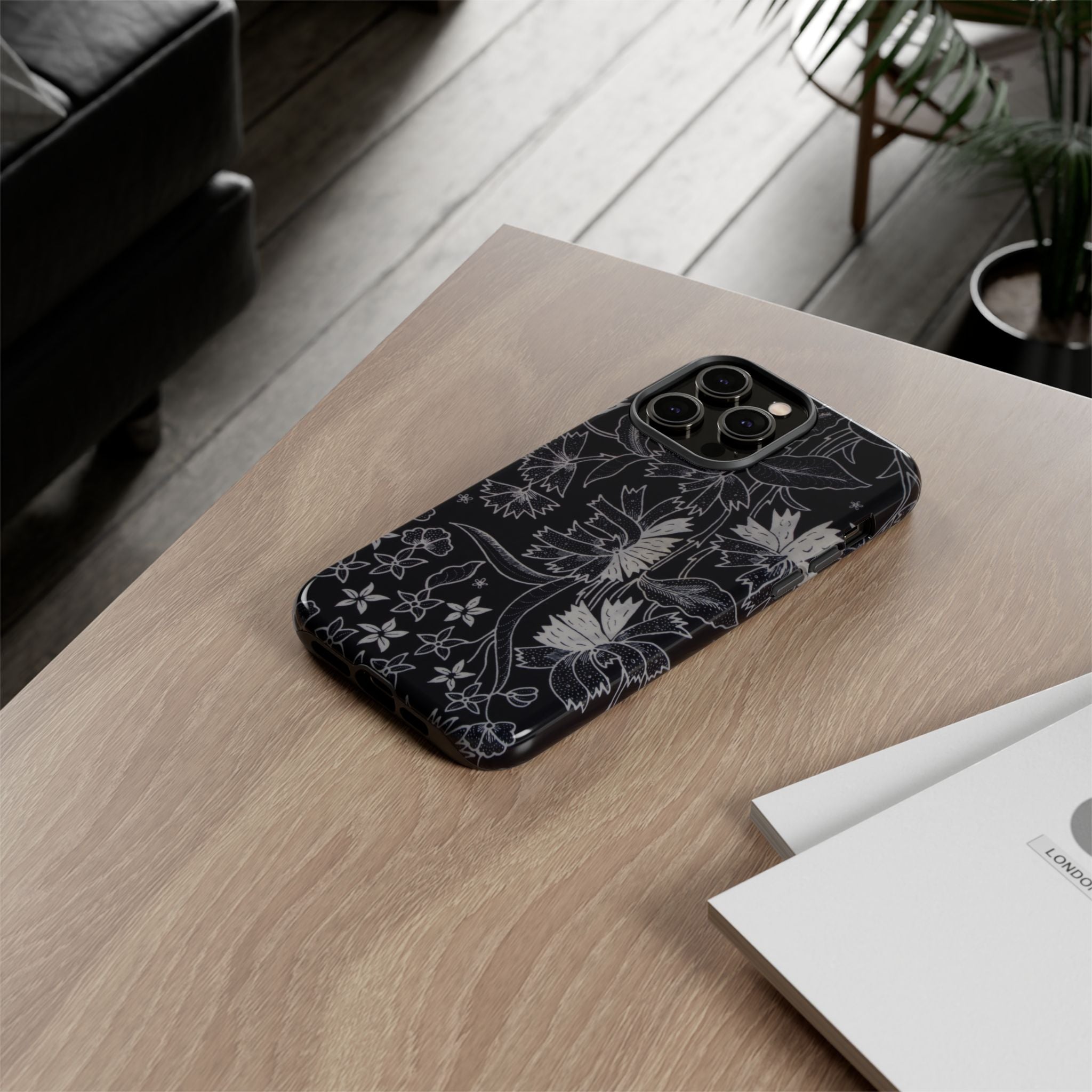 Floral Black Botanical Phone Cover