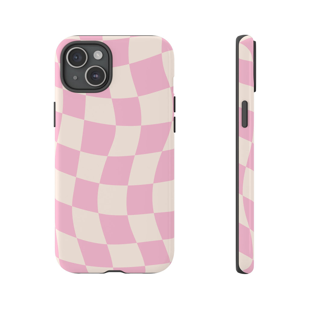 Pink Wavy Checker Tough Phone Case