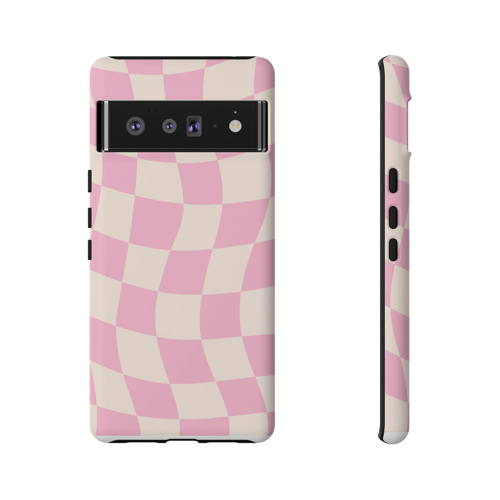 Pink Wavy Checker Tough Phone Case