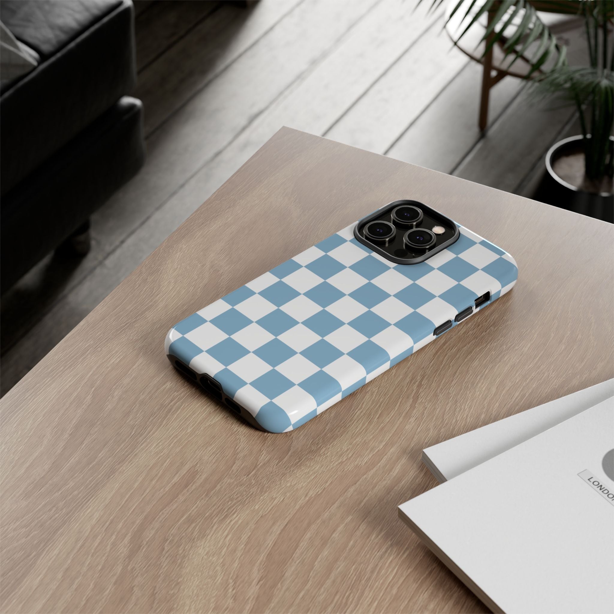 Blue Checkerboard Tough Phone Case