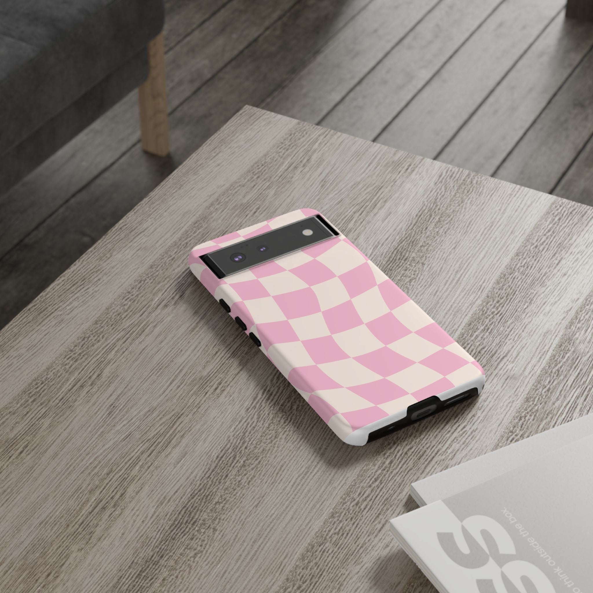 Pink Wavy Checker Tough Phone Case