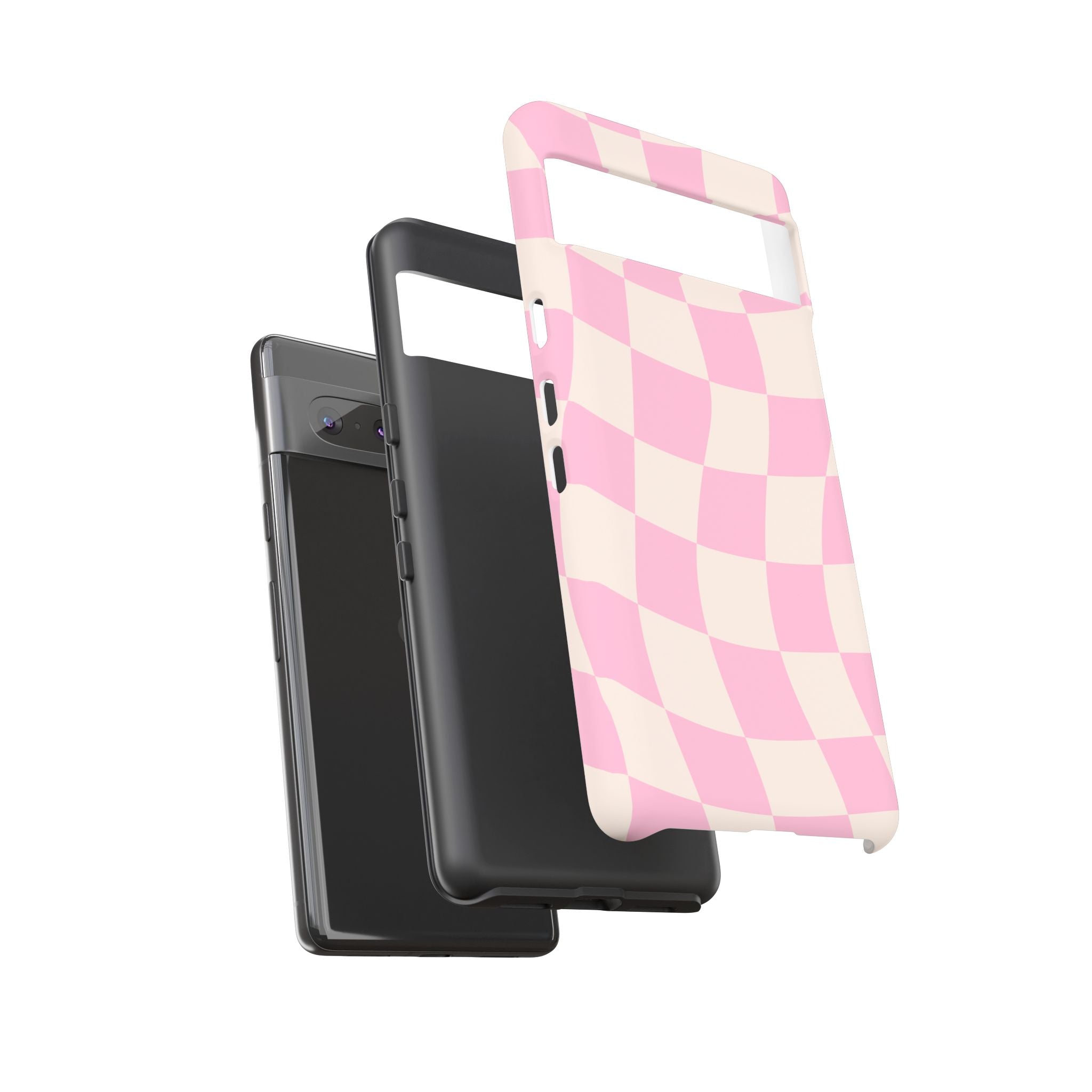 Pink Wavy Checker Tough Phone Case