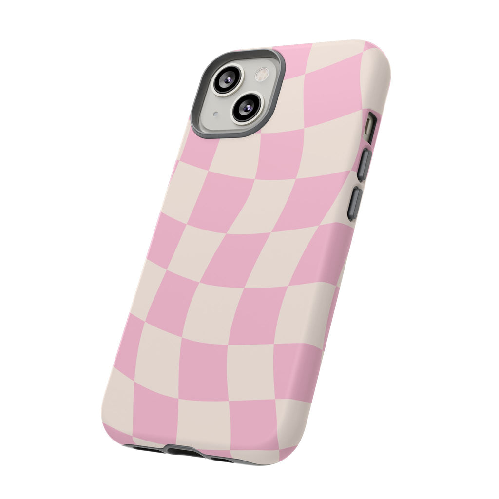 Pink Wavy Checker Tough Phone Case