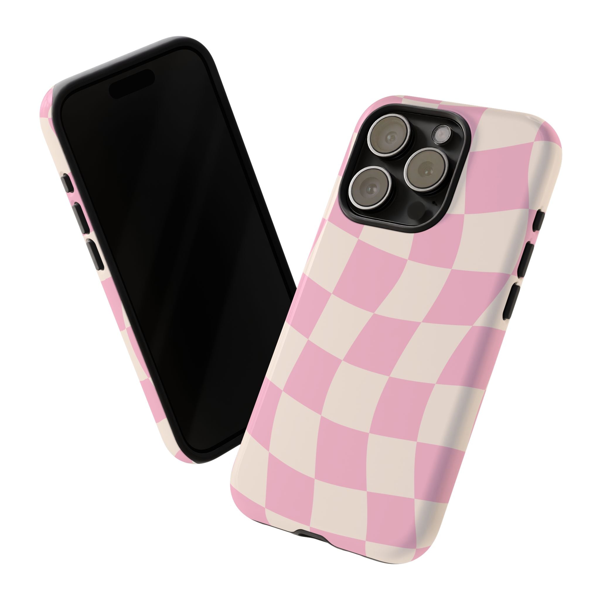 Pink Wavy Checker Tough Phone Case