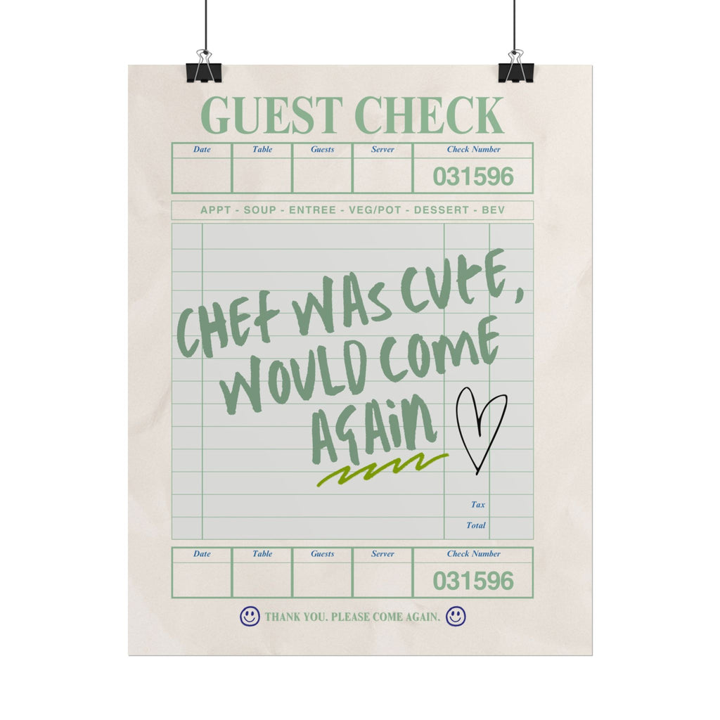 Guest Check Cute Chef Poster
