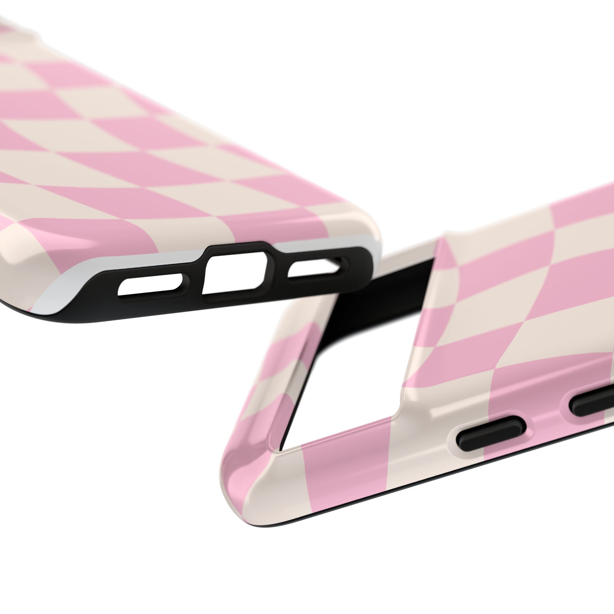 Pink Wavy Checker Tough Phone Case