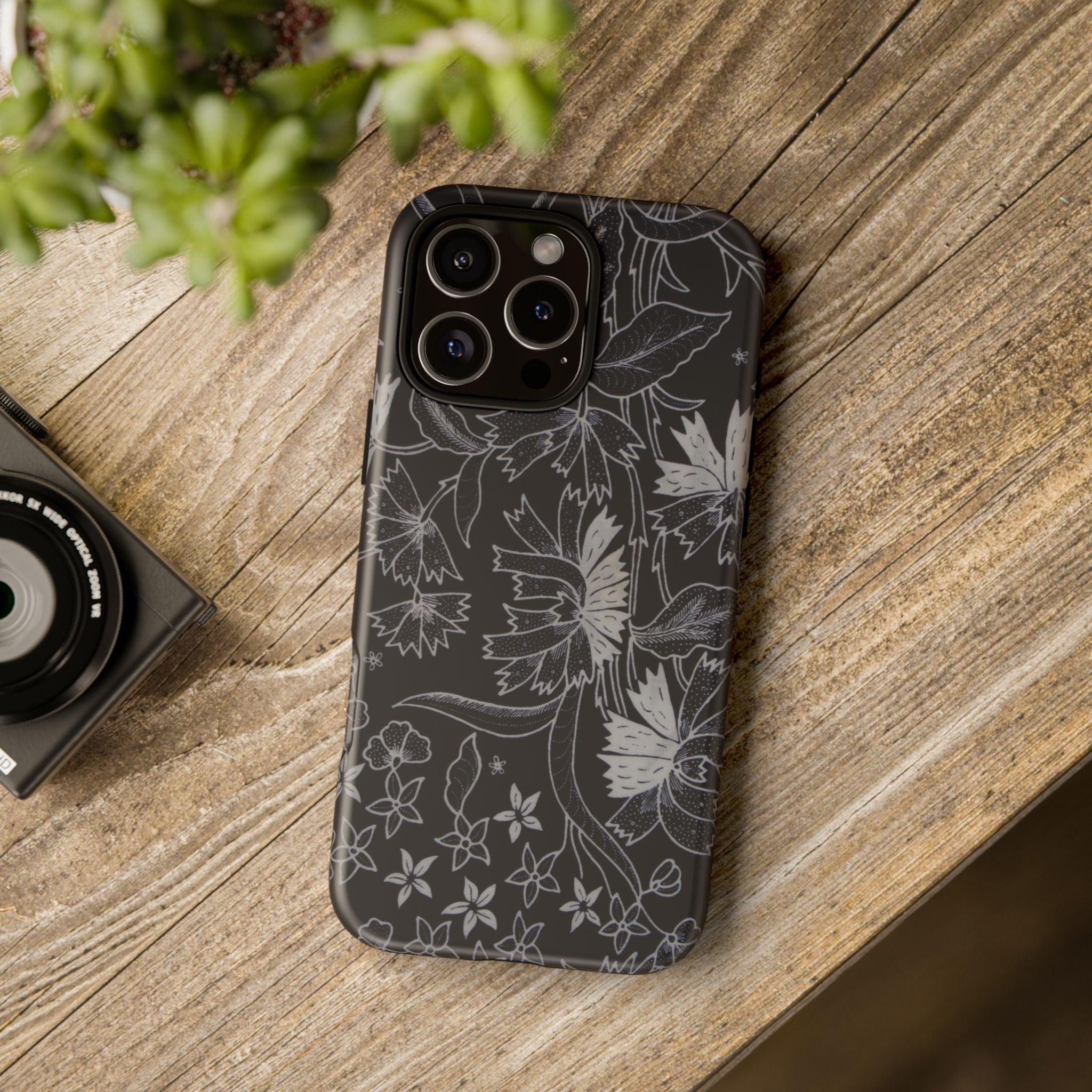 Floral Black Botanical Phone Cover