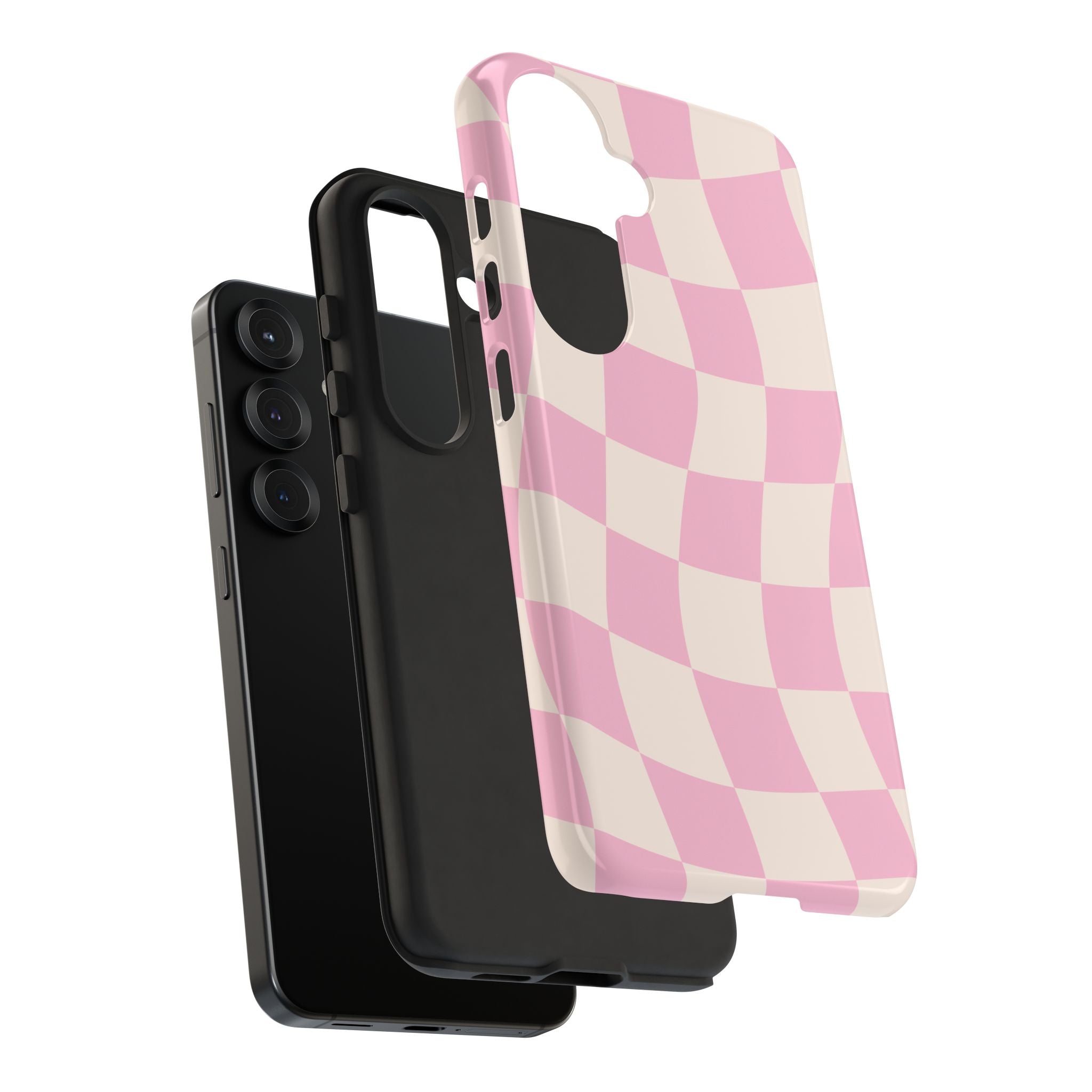 Pink Wavy Checker Tough Phone Case