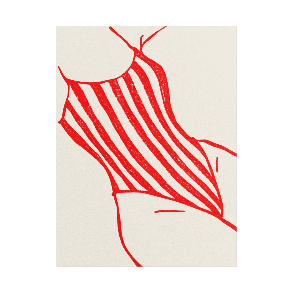 Minimal Red Swimsuit Art Print