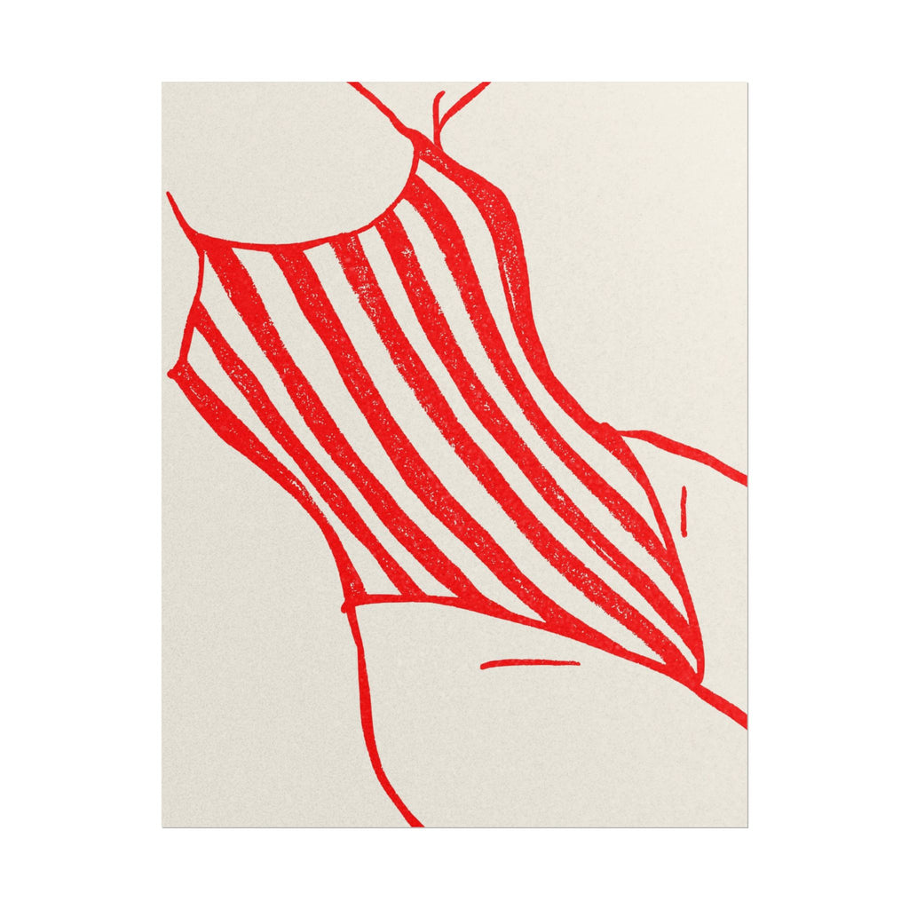 Minimal Red Swimsuit Art Print
