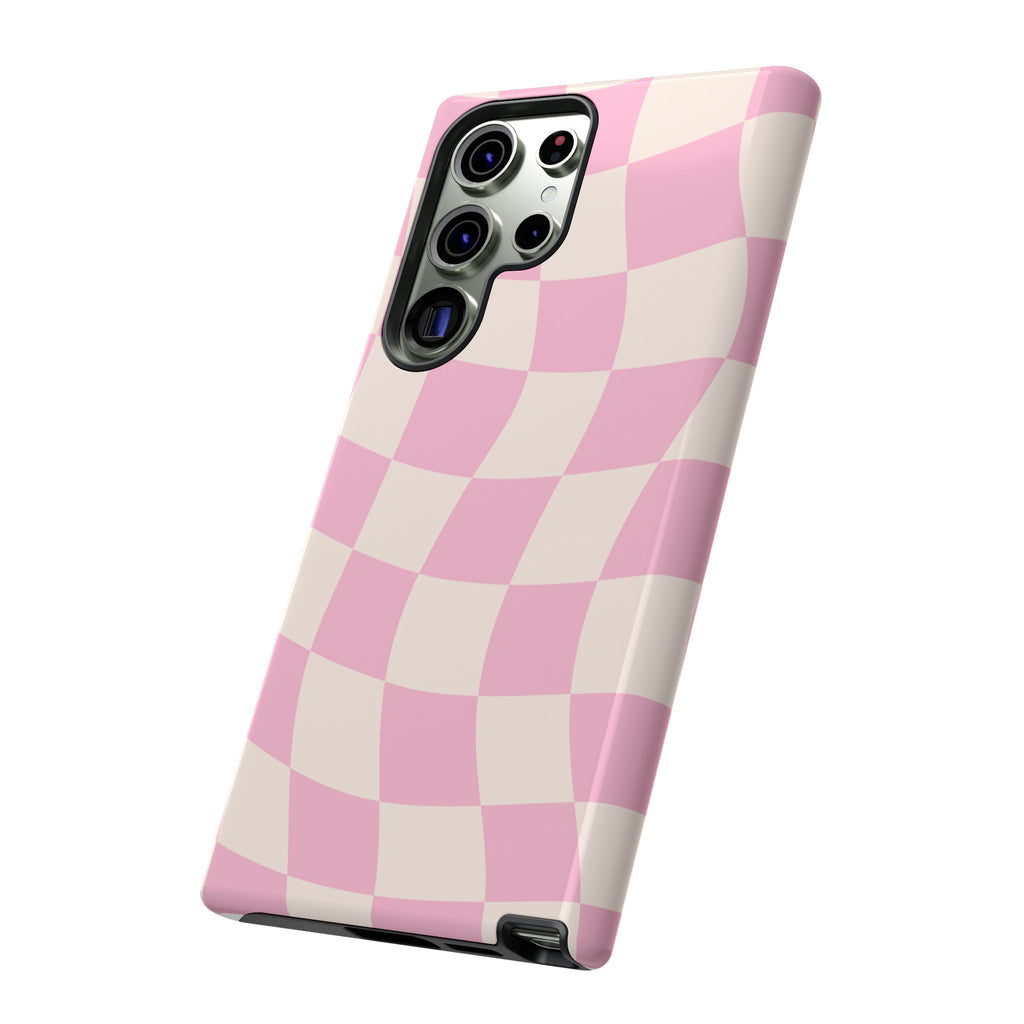 Pink Wavy Checker Tough Phone Case