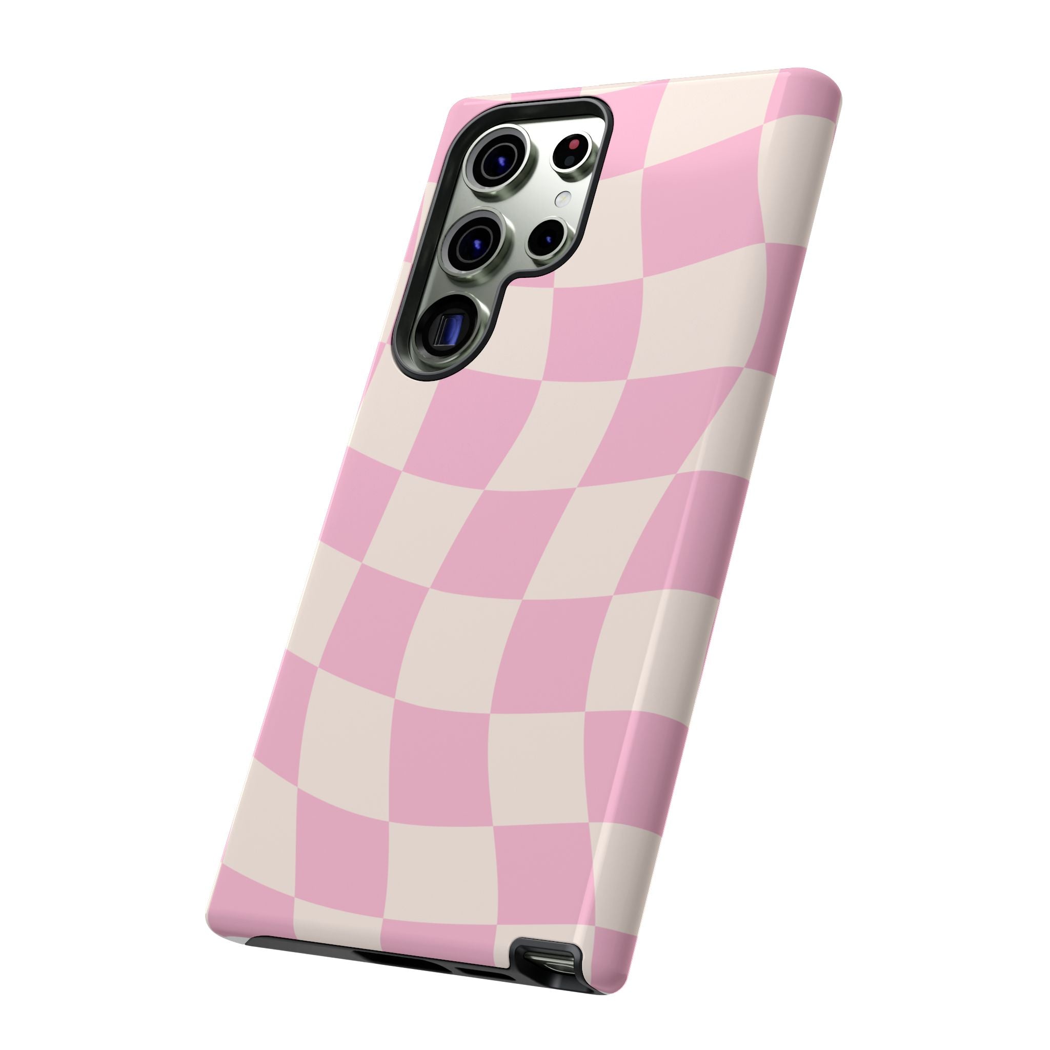 Pink Wavy Checker Tough Phone Case