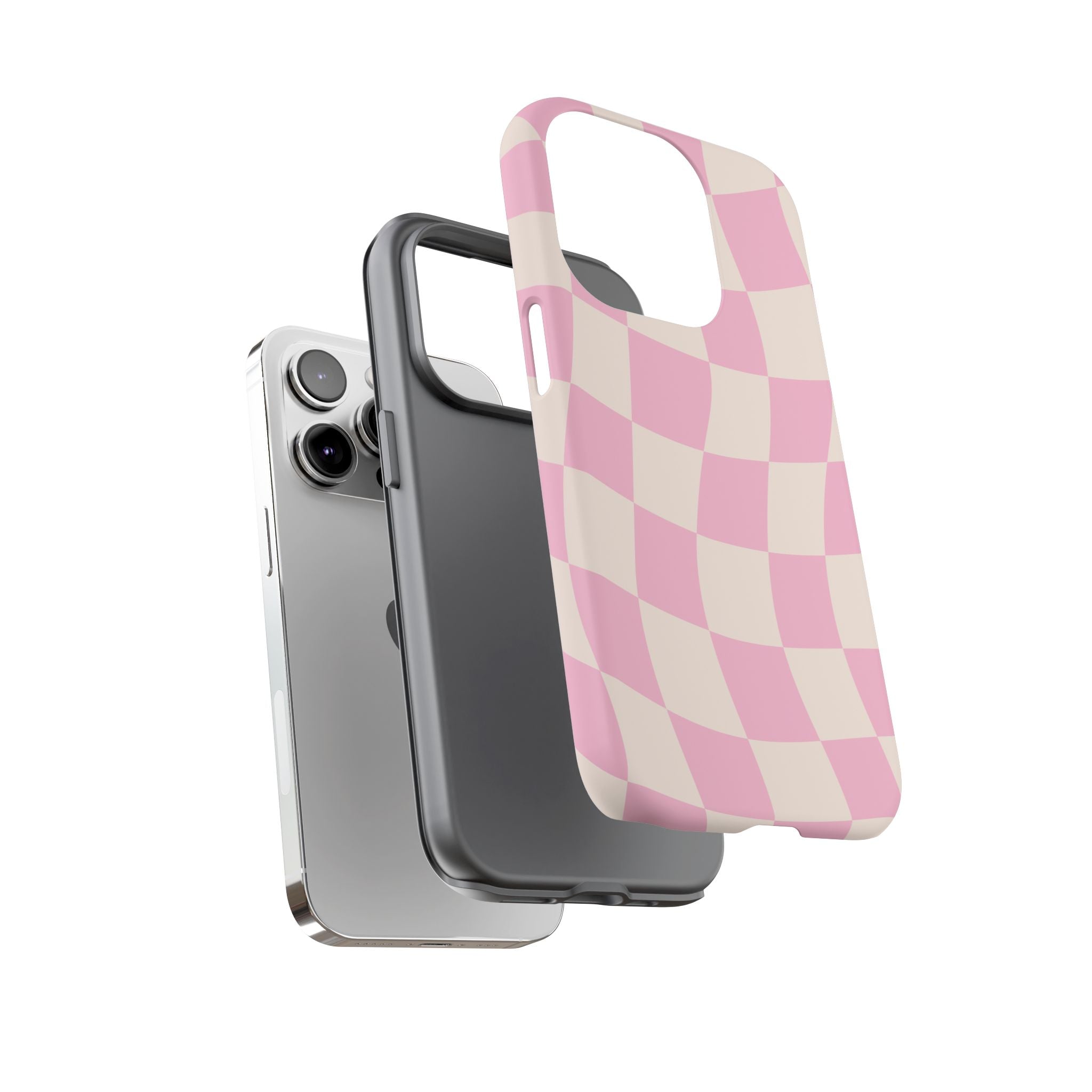 Pink Wavy Checker Tough Phone Case