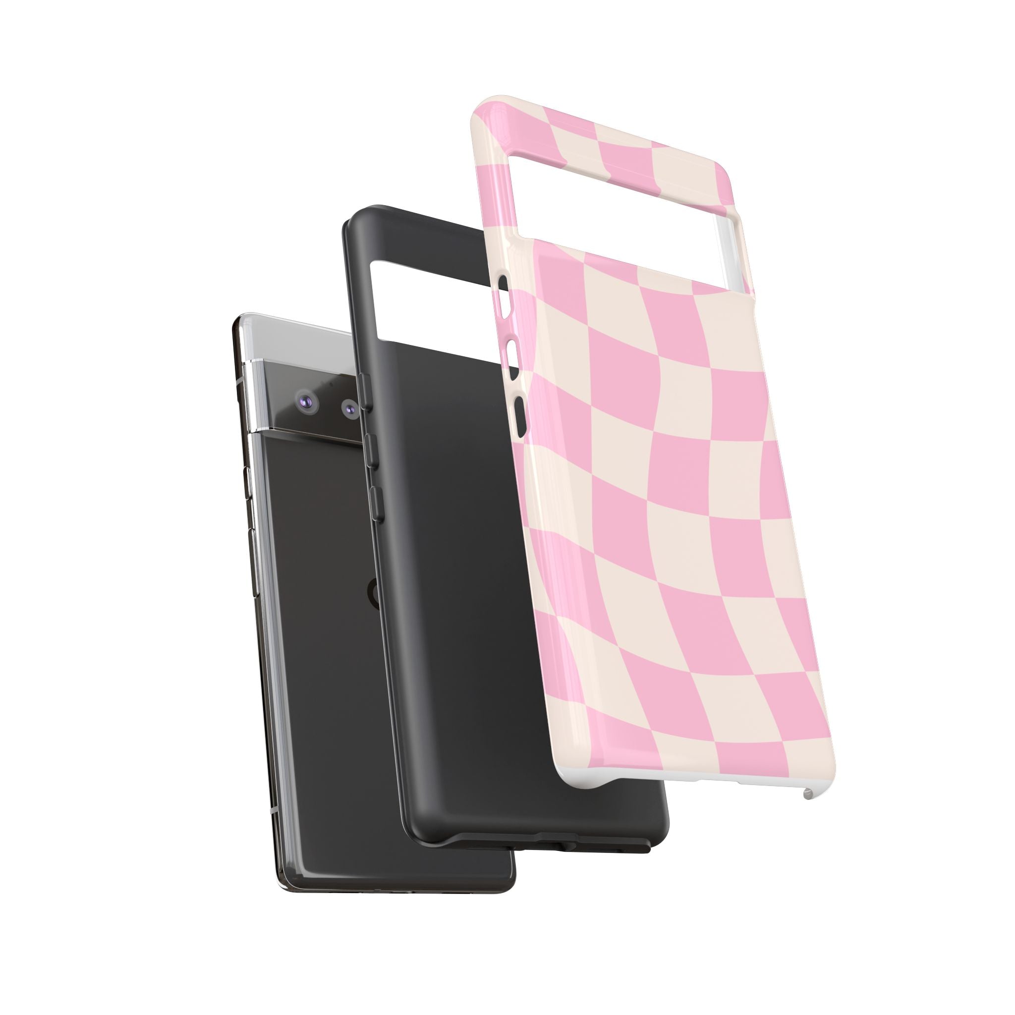 Pink Wavy Checker Tough Phone Case