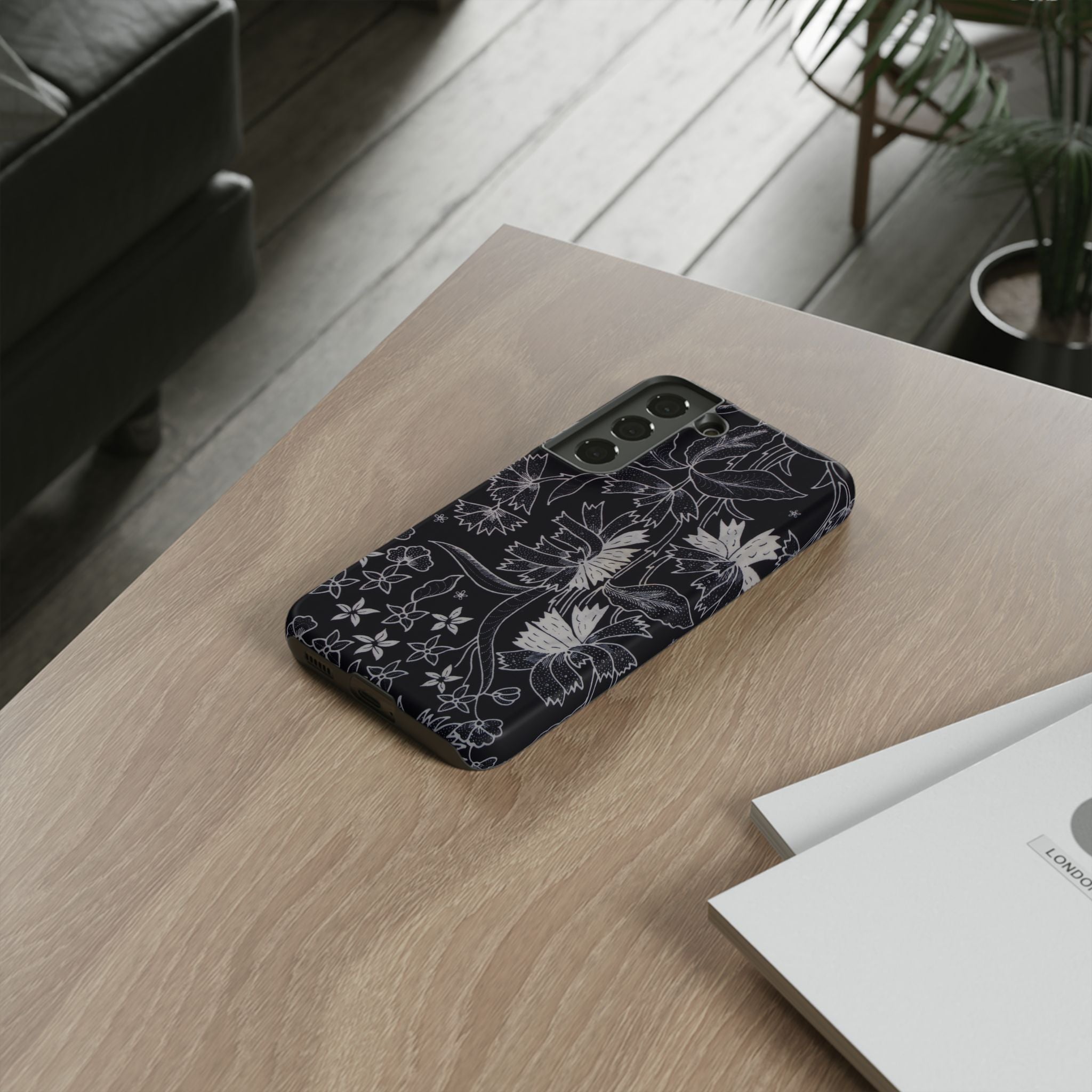 Floral Black Botanical Phone Cover