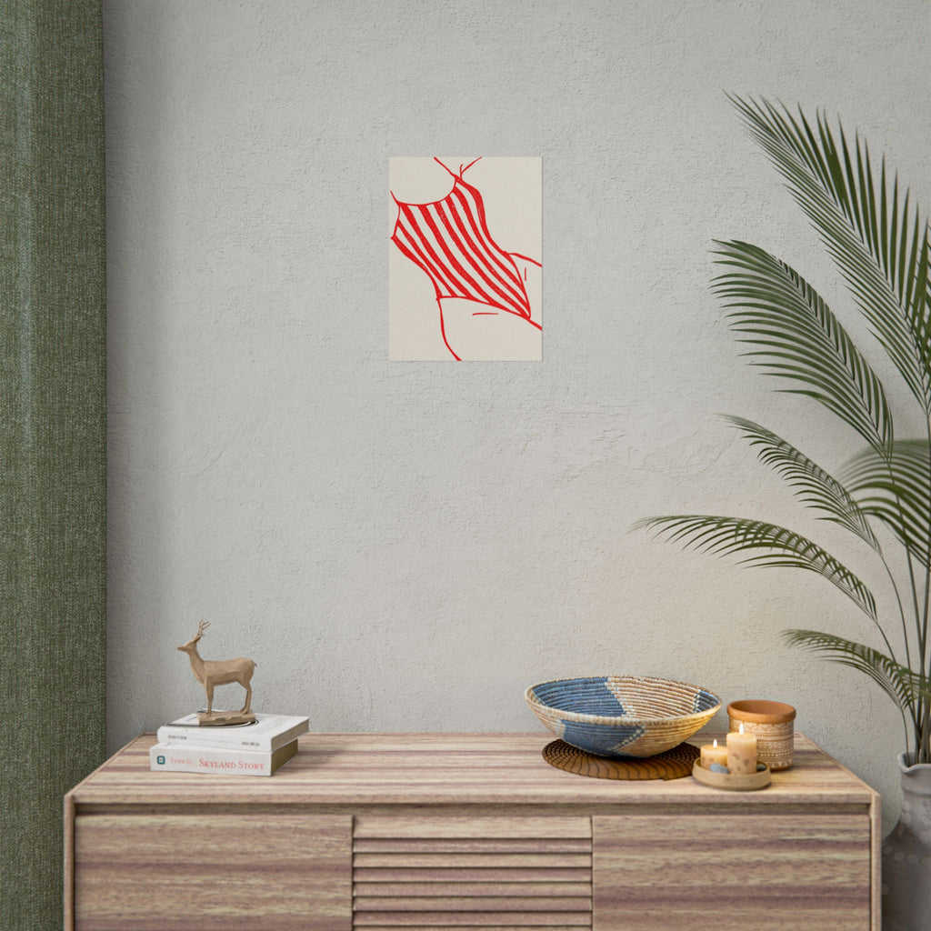 Minimal Red Swimsuit Art Print