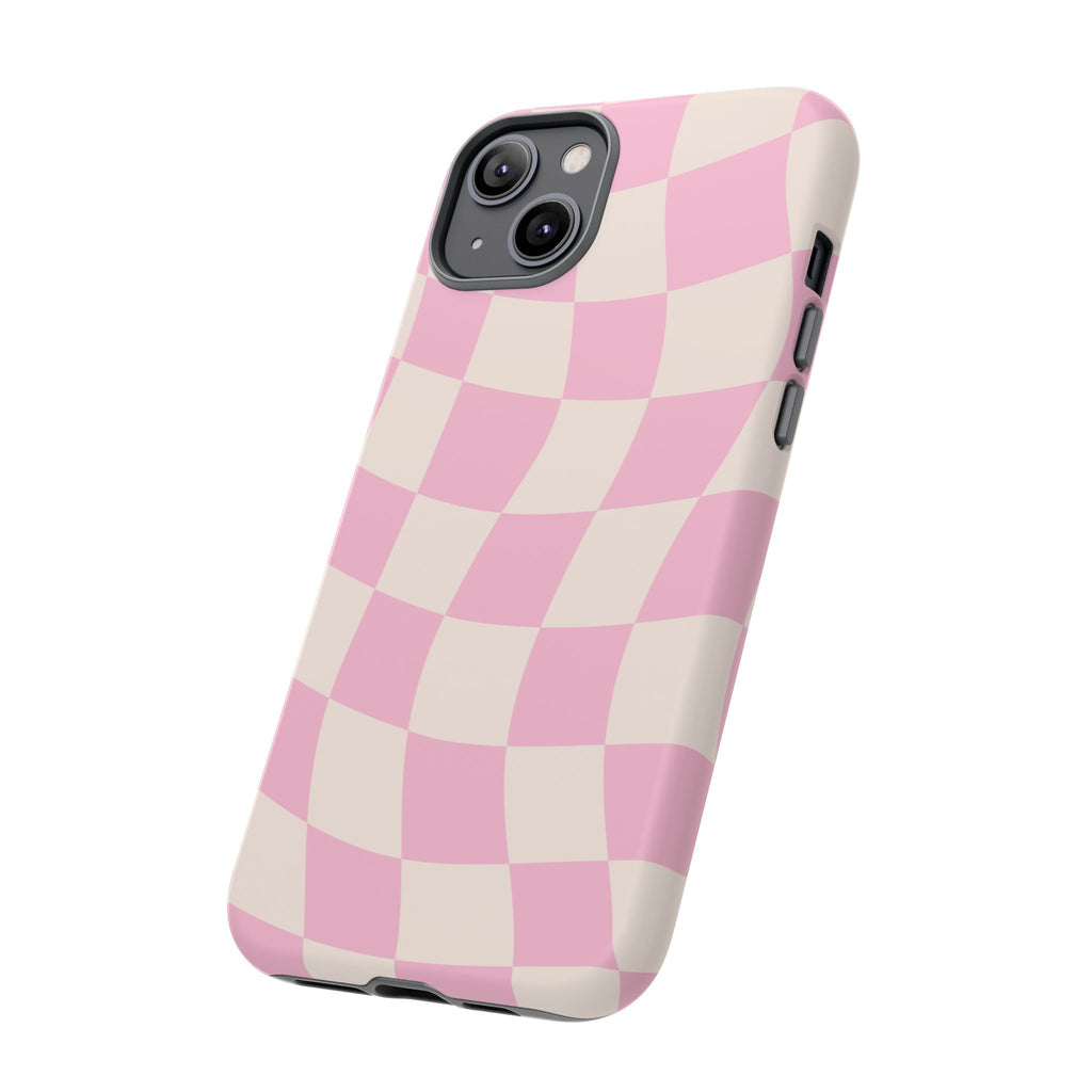 Pink Wavy Checker Tough Phone Case