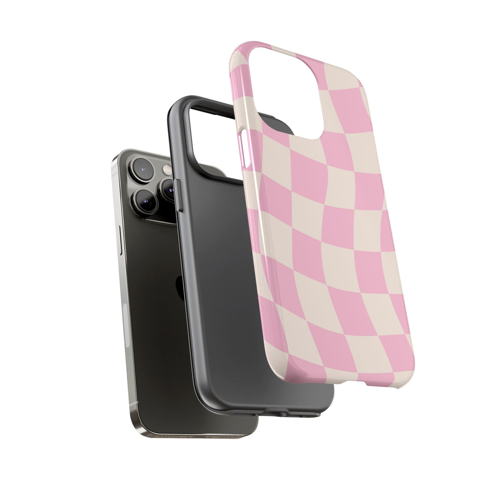 Pink Wavy Checker Tough Phone Case