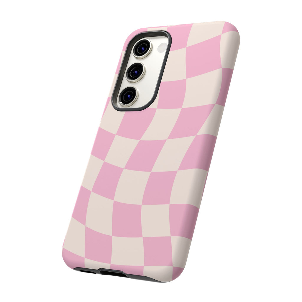 Pink Wavy Checker Tough Phone Case