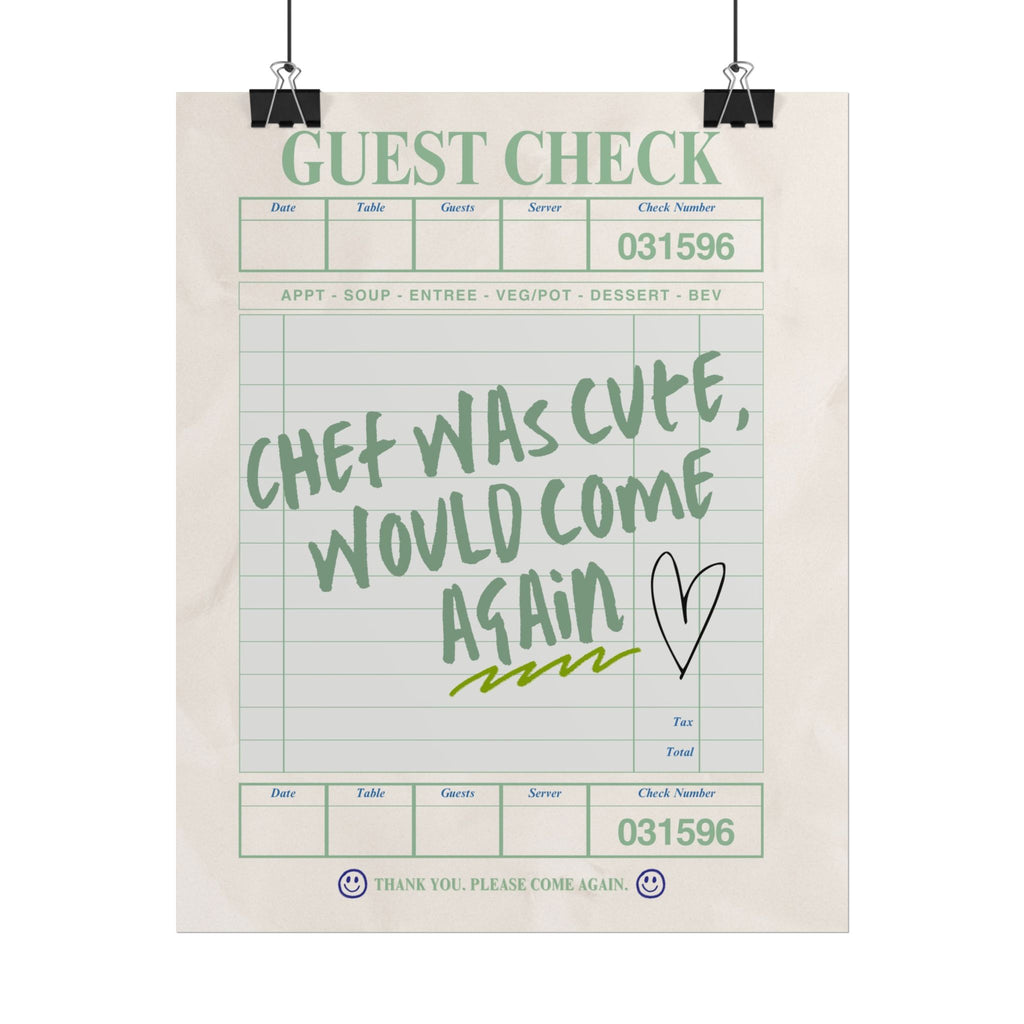 Guest Check Cute Chef Poster