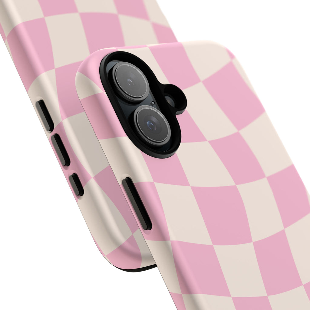 Pink Wavy Checker Tough Phone Case