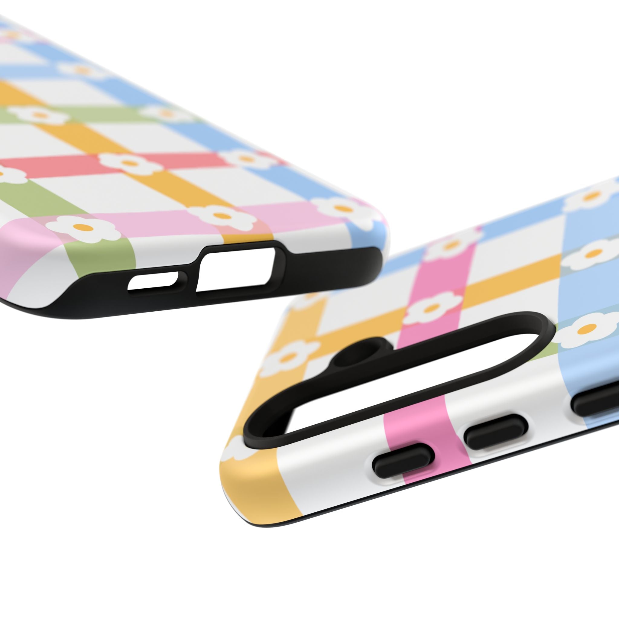 Floral Gingham  Pastel Checkerboard Phone Cover with Daisies