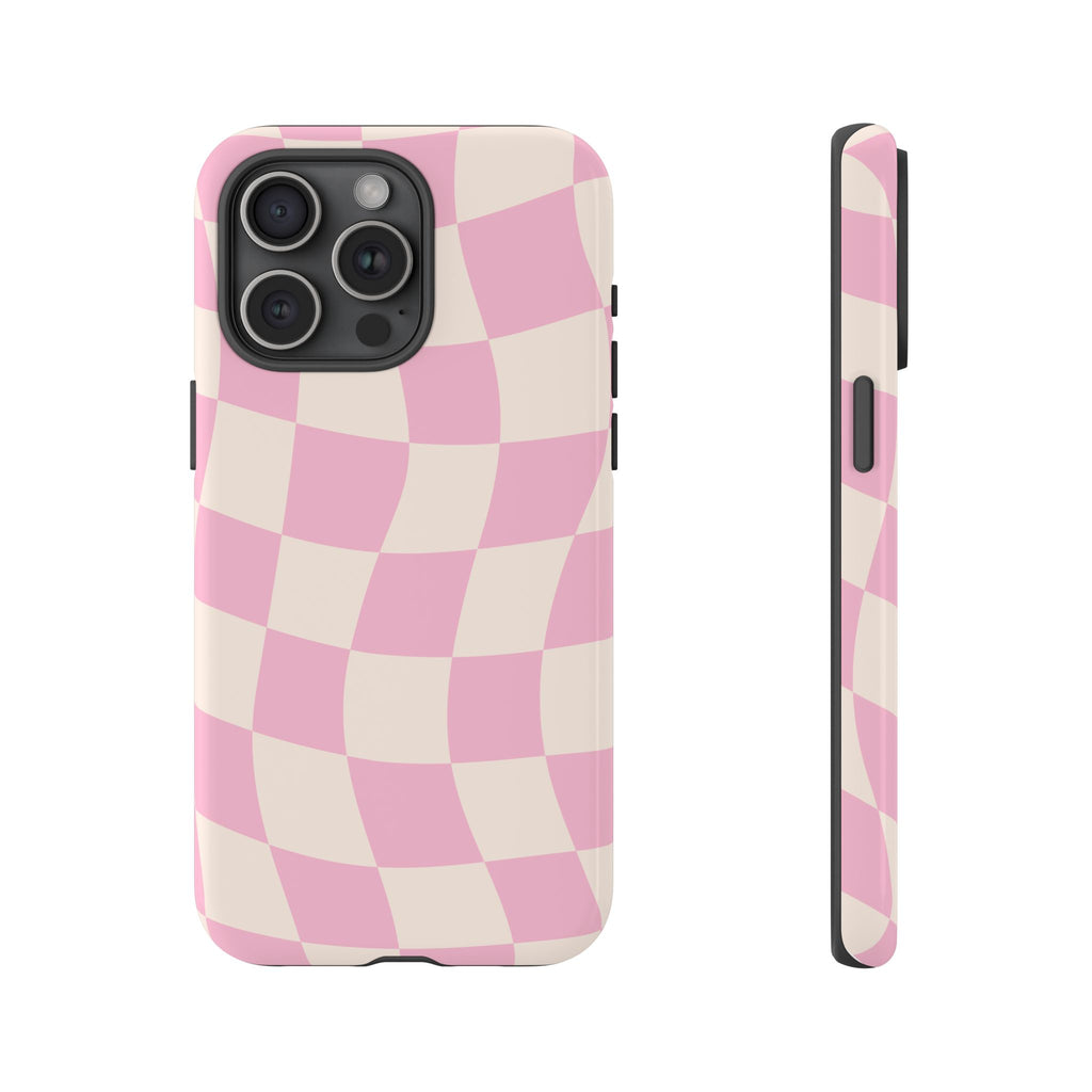 Pink Wavy Checker Tough Phone Case