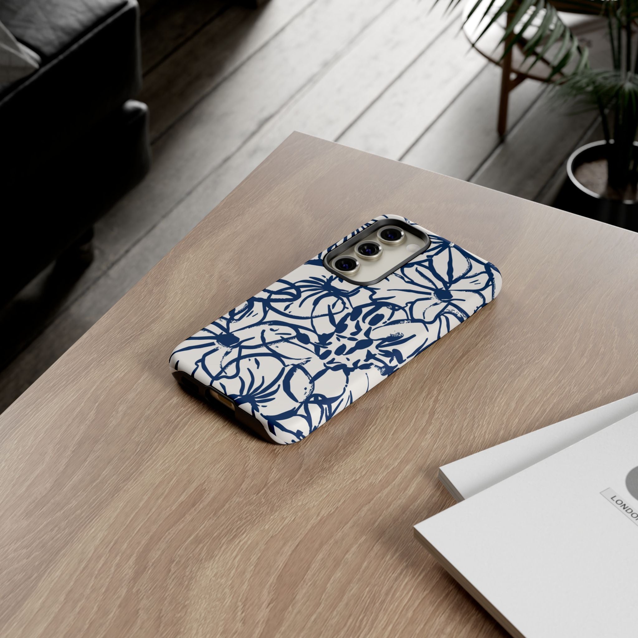 Navy Floral Phone Case