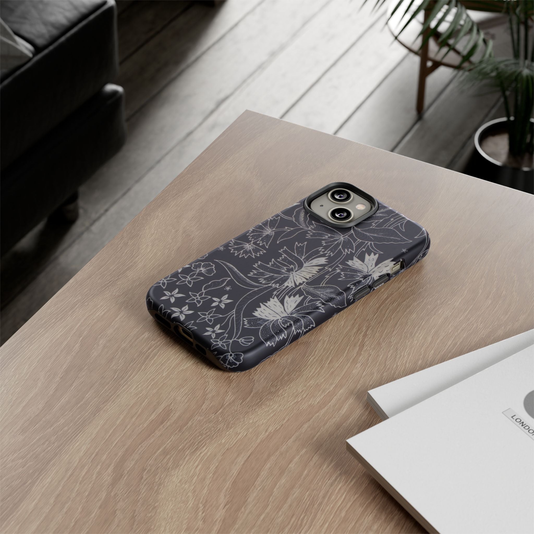 Floral Black Botanical Phone Cover