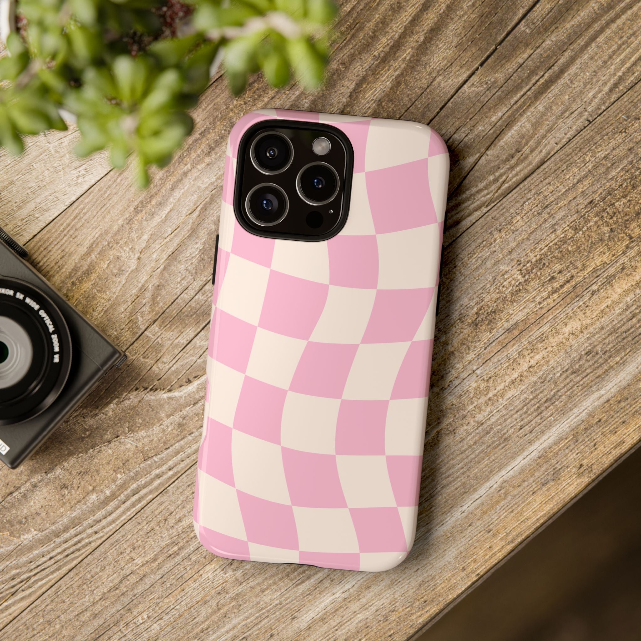 Pink Wavy Checker Tough Phone Case