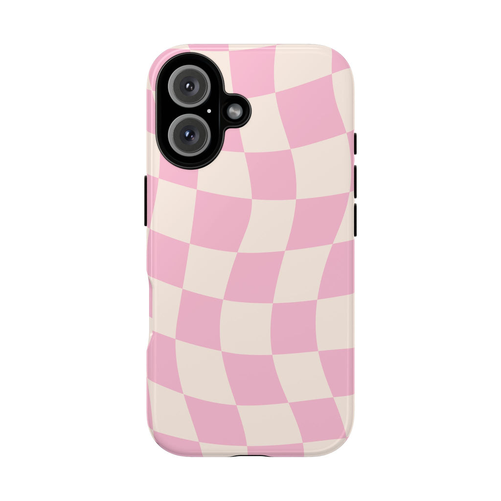 Pink Wavy Checker Tough Phone Case