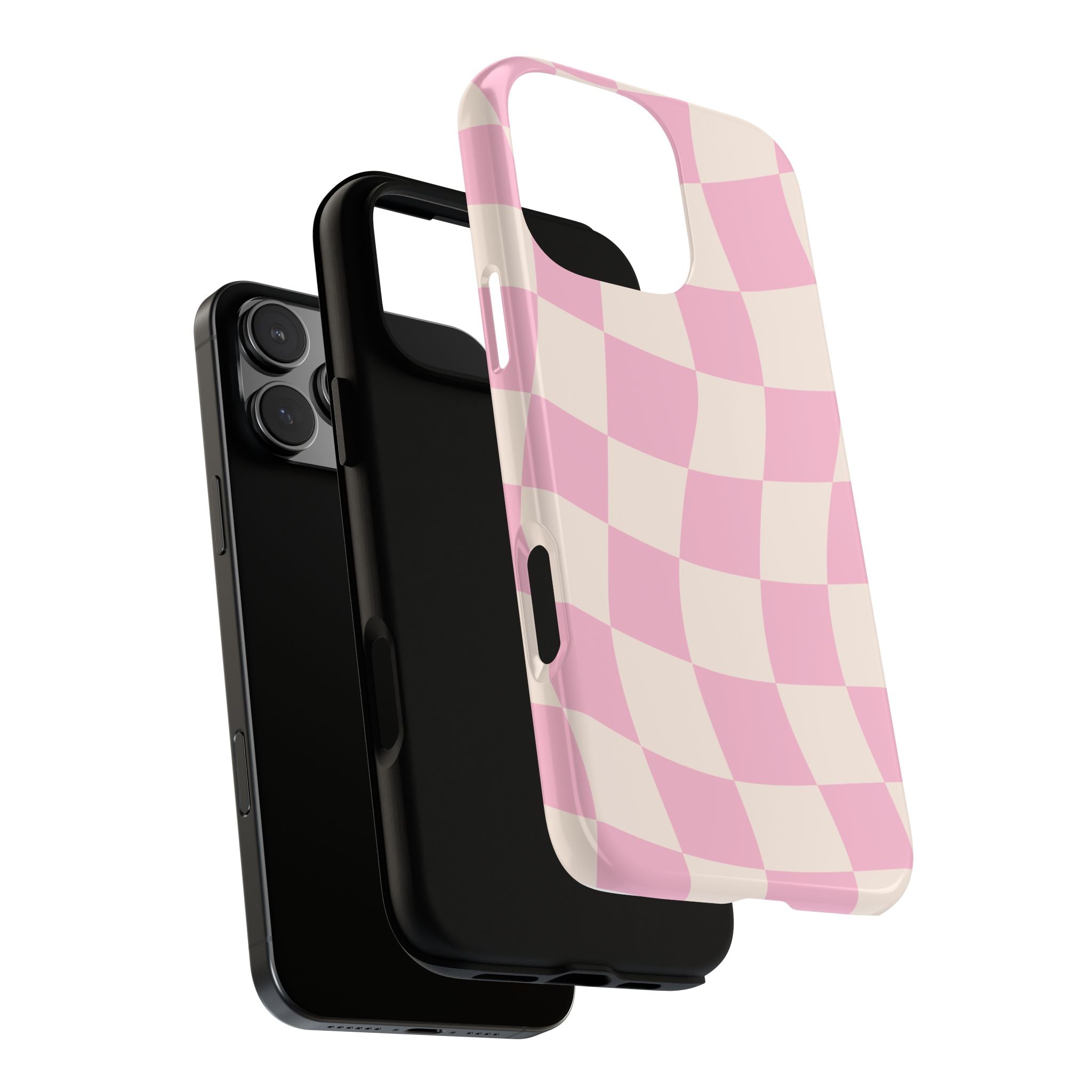 Pink Wavy Checker Tough Phone Case