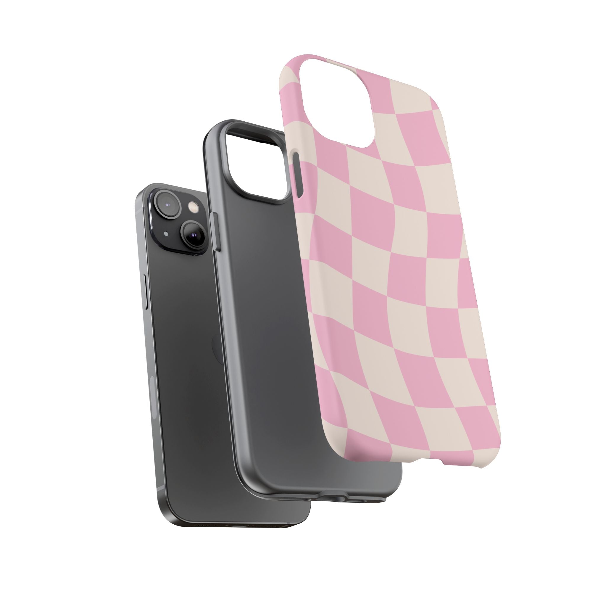 Pink Wavy Checker Tough Phone Case