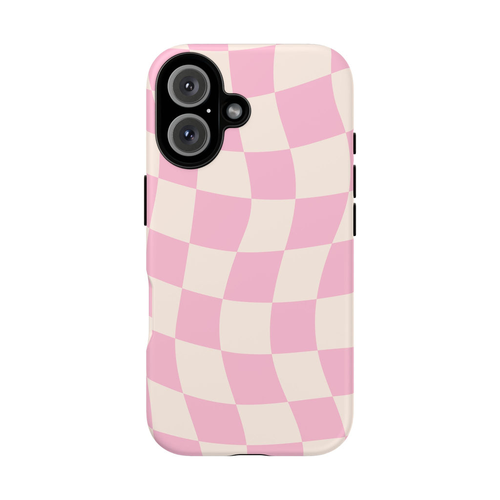 Pink Wavy Checker Tough Phone Case