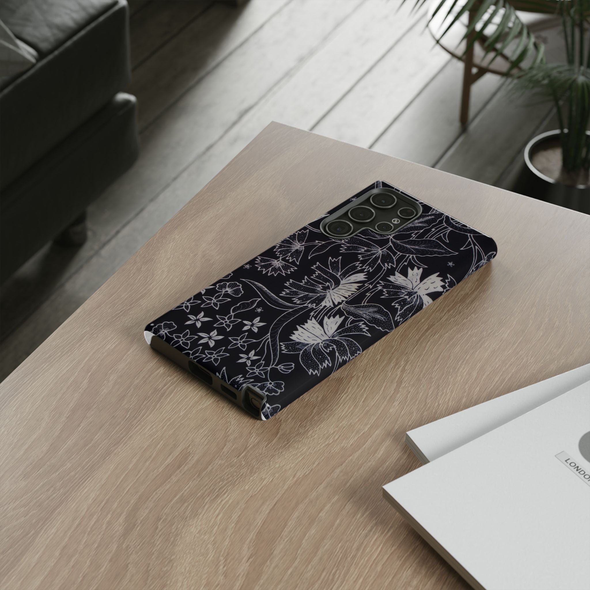 Floral Black Botanical Phone Cover