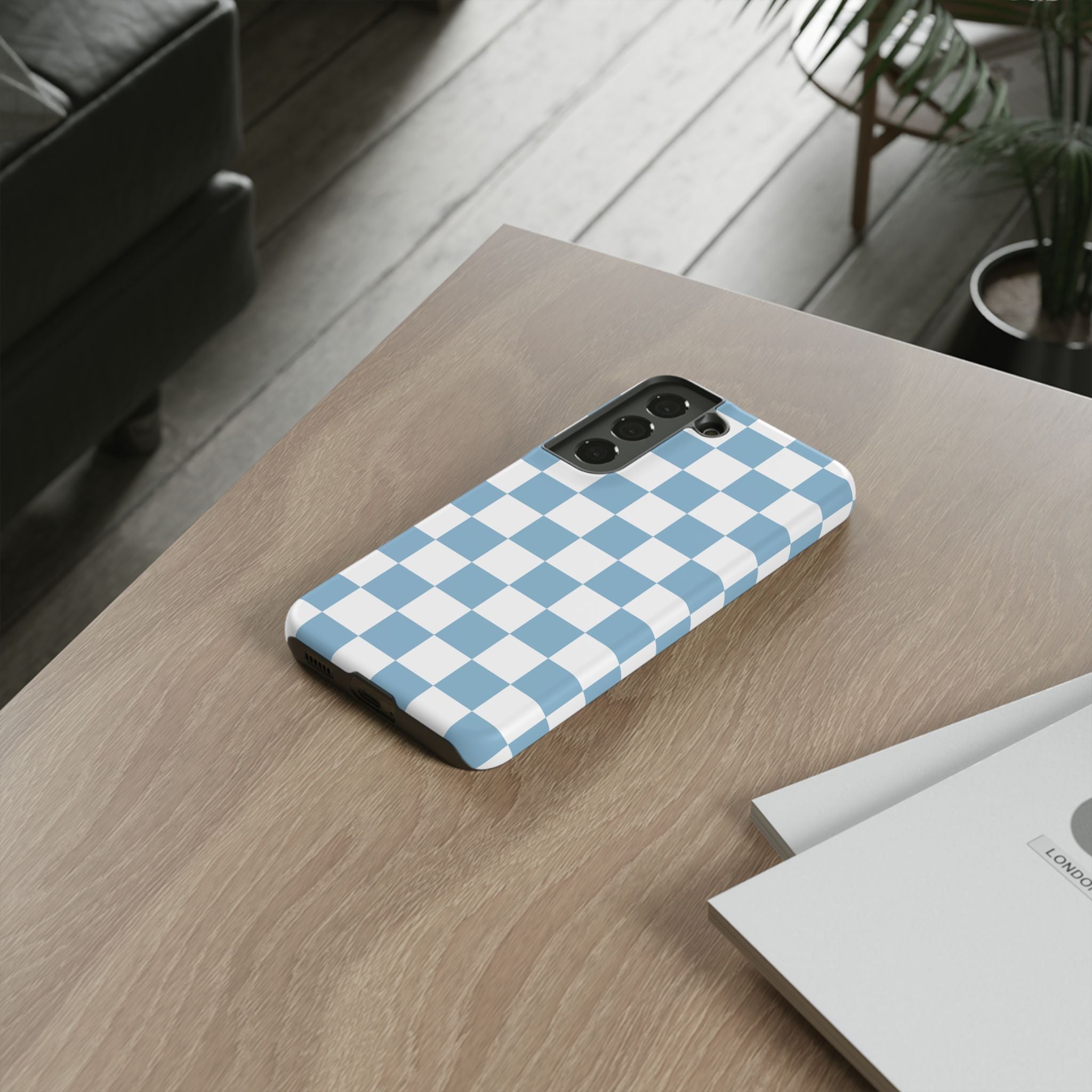 Blue Checkerboard Tough Phone Case