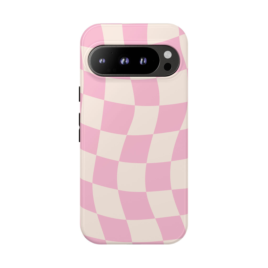Pink Wavy Checker Tough Phone Case